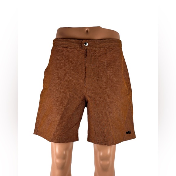 Solid & Striped Mens Medium Shorts Orange Blue Checks Polyamide Pockets EUC - Picture 2 of 14